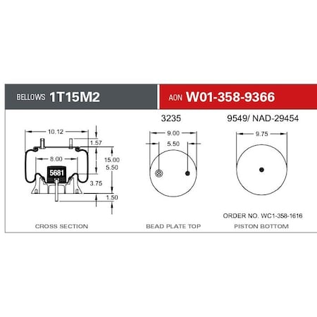 Firestone Air Spring, Suspension, 1T-Reversible Sleeve W013589366